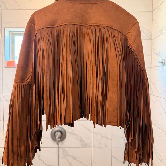 Brown Fringe Suede Jacket - Picture 2 of 3